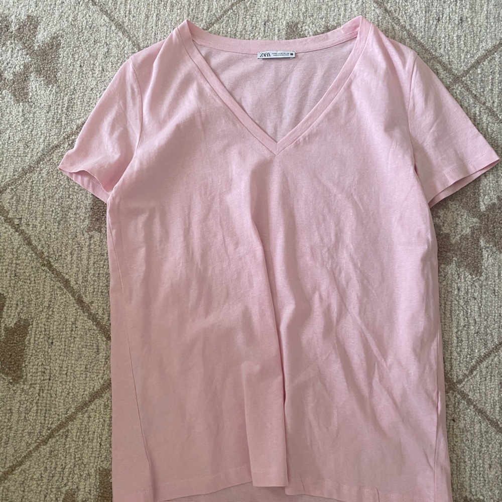NWOT ZARA Pink V-Neck Shirt